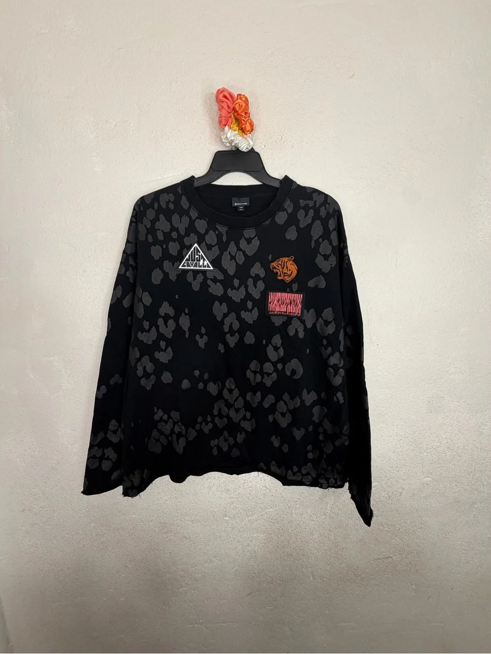 Just Cavalli Graphic Leopard Sweatshirt XXL Black Authentic Made in Italy